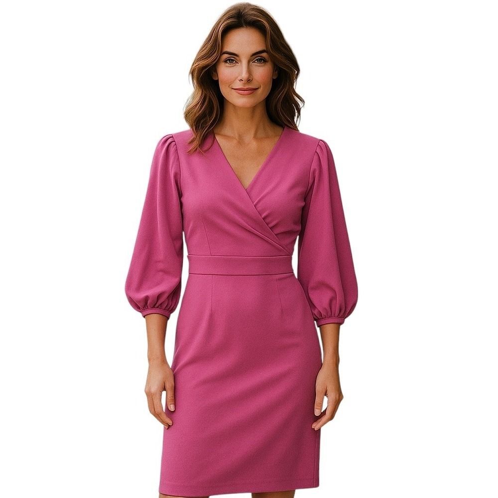 Bebe Off Shoulder Puff Sleeve Pencil Cocktail Evening Pink Dress Sz S